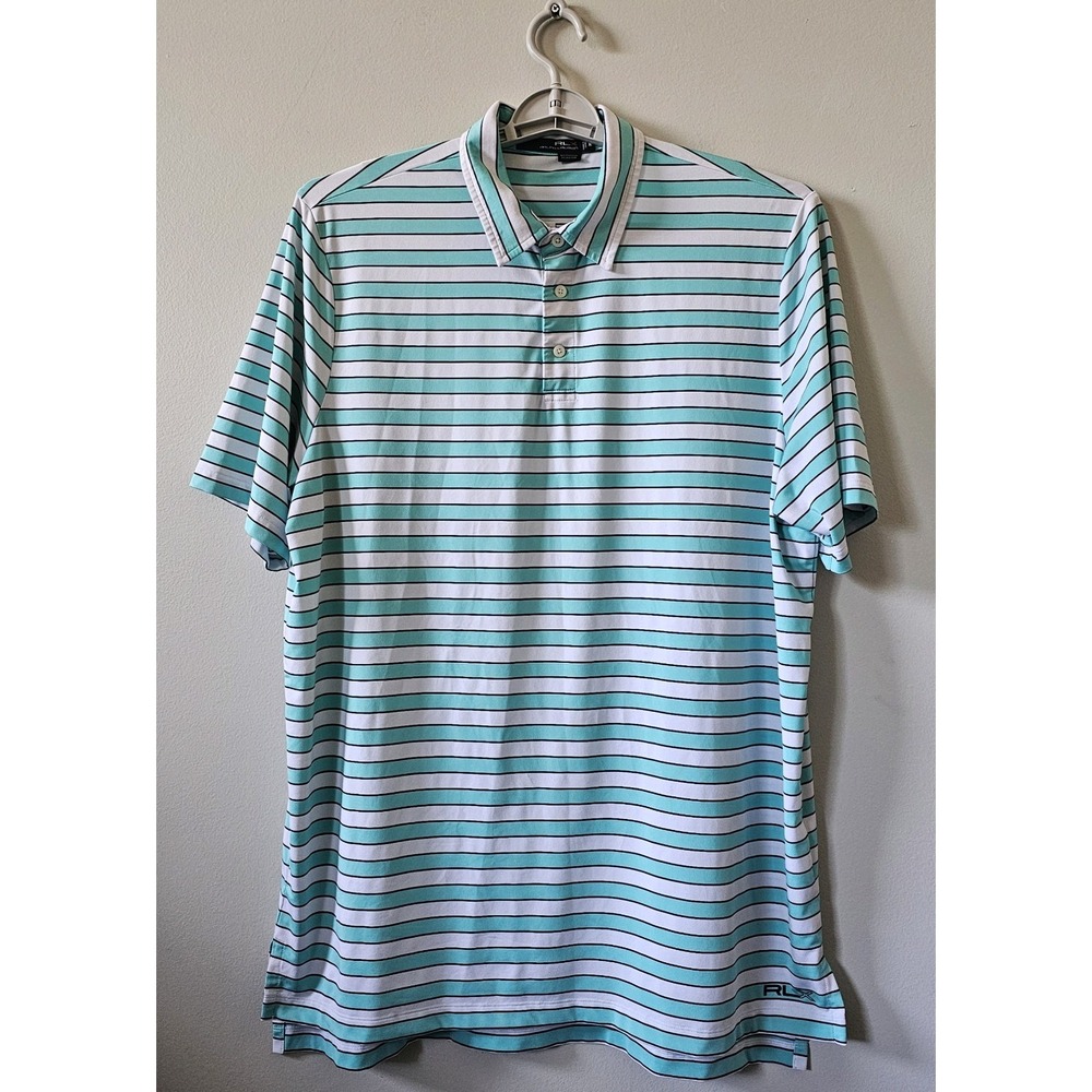 Ralph Lauren RLX Polo Shirt Mens Size XL Stripes Green Golf Vacation Comfortable